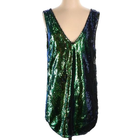 Free People Reversible Sequin Two Toned Prism Sparkle Mini Dress - Picture 3 of 8